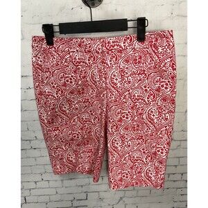 Boden Bermuda Short Women Size 6 Red White 9 Inch Paisley Boho Stretch Pocket E2